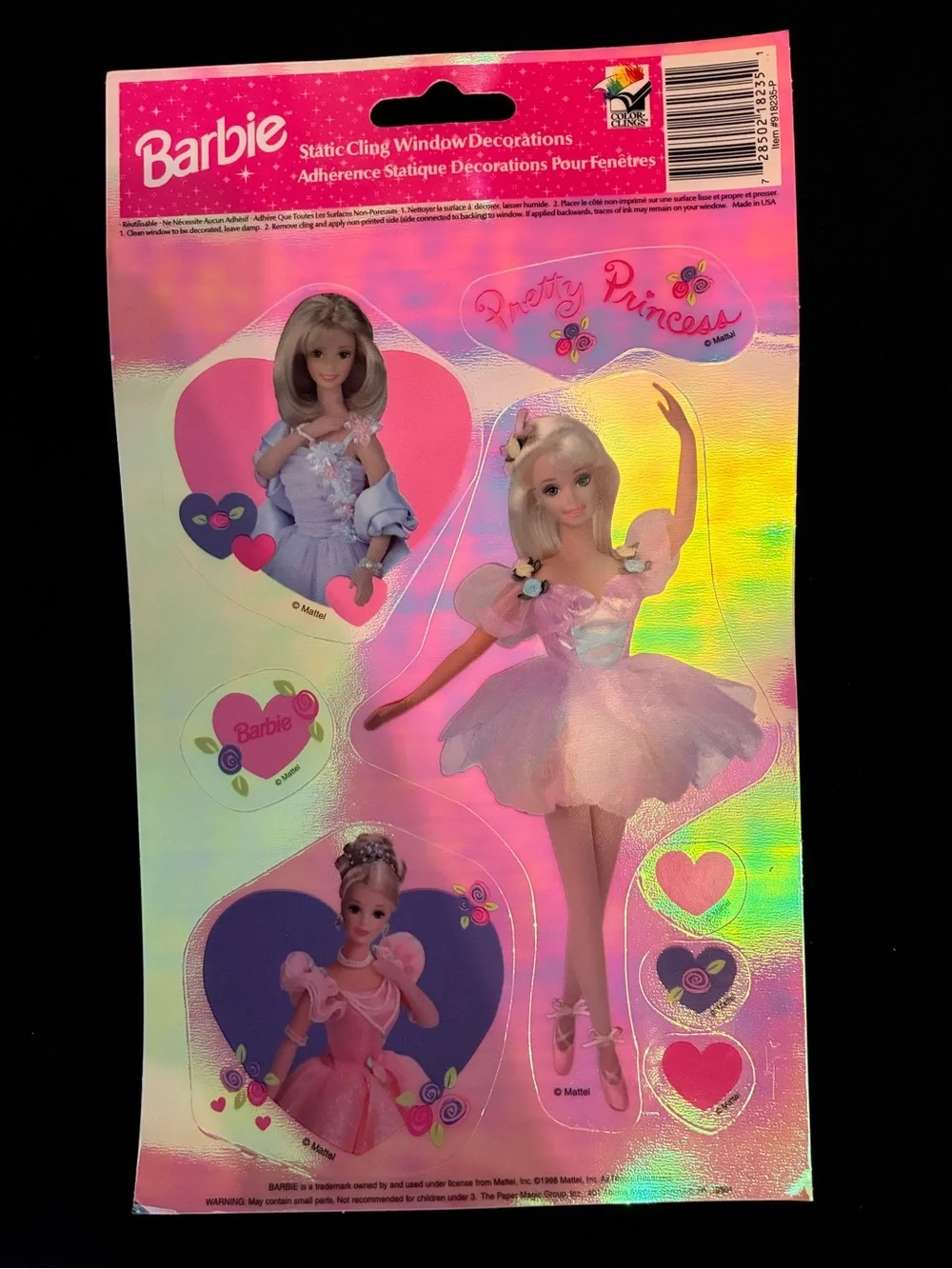1998 Vintage Barbie Static Cling Window Decorations | Lot of 3 | Mattel
